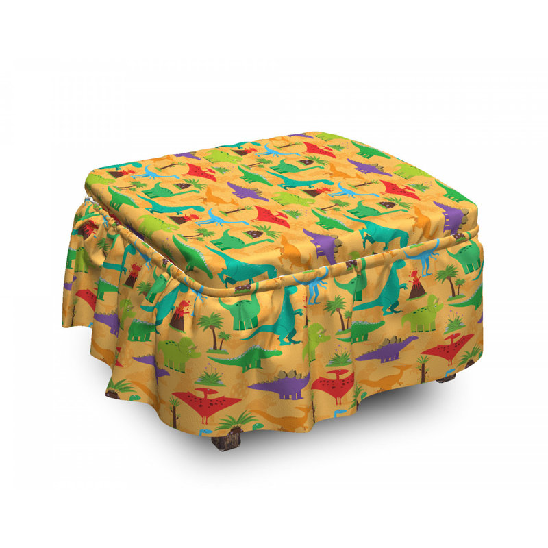 Housse pour repose-pieds dino plantes