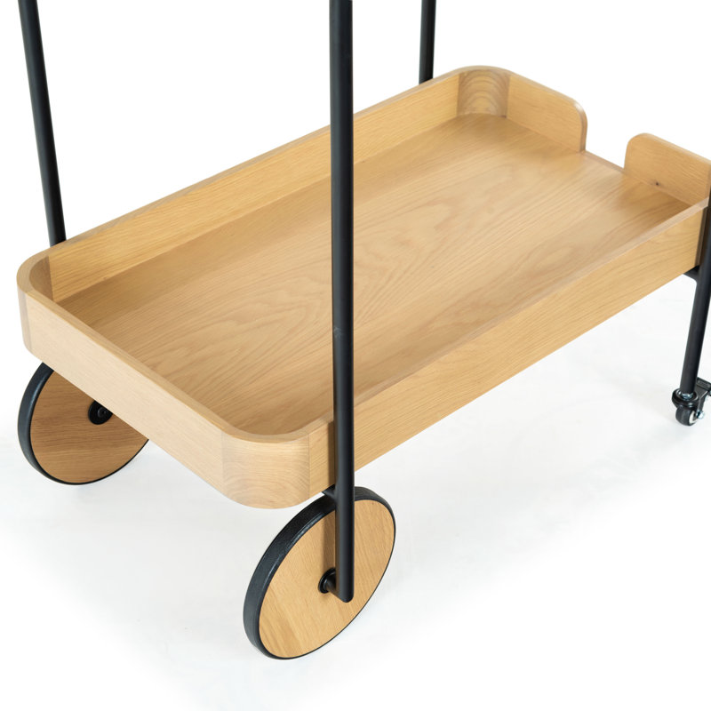 Malek Wood 2 Shelf Bar Cart, White