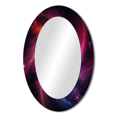 Pink And Black Nebulous Nexus - Pink Oval Wall Mirror Decor