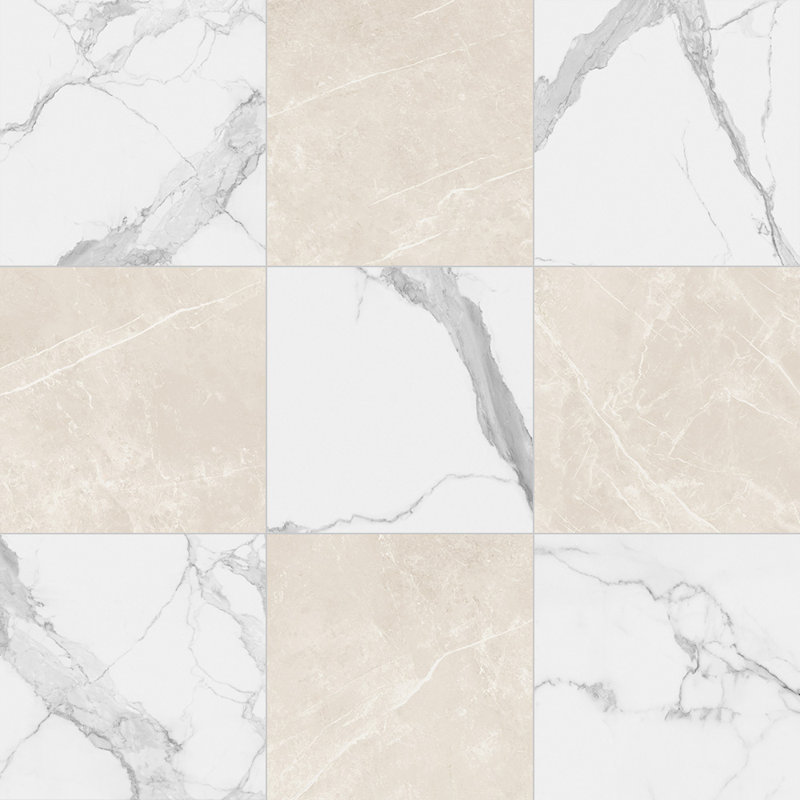 Tuscany Checkerboard 12X12 Statuario And Dolomia, Statuario/Dolomia