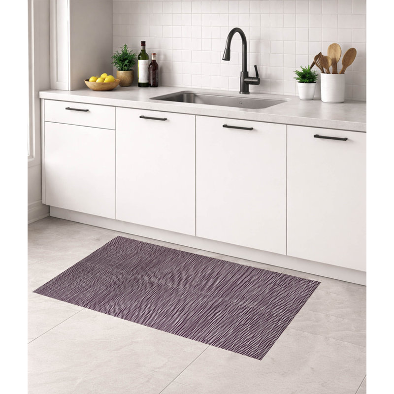 Tapis de cuisine à profil bas Tess, Rectangle 3' x 5', Aubergine rayée