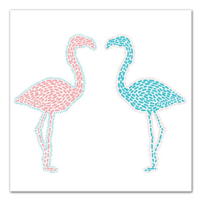 Art sur toile flamants roses et bleus, H 12 po x l 12 po x P 1,25 po