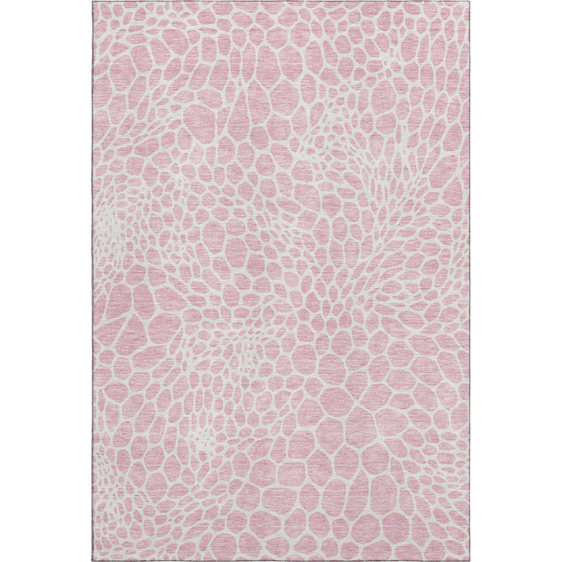 Premium Machine Washable Prisco Pink Rug, Rectangle 9' x 12'