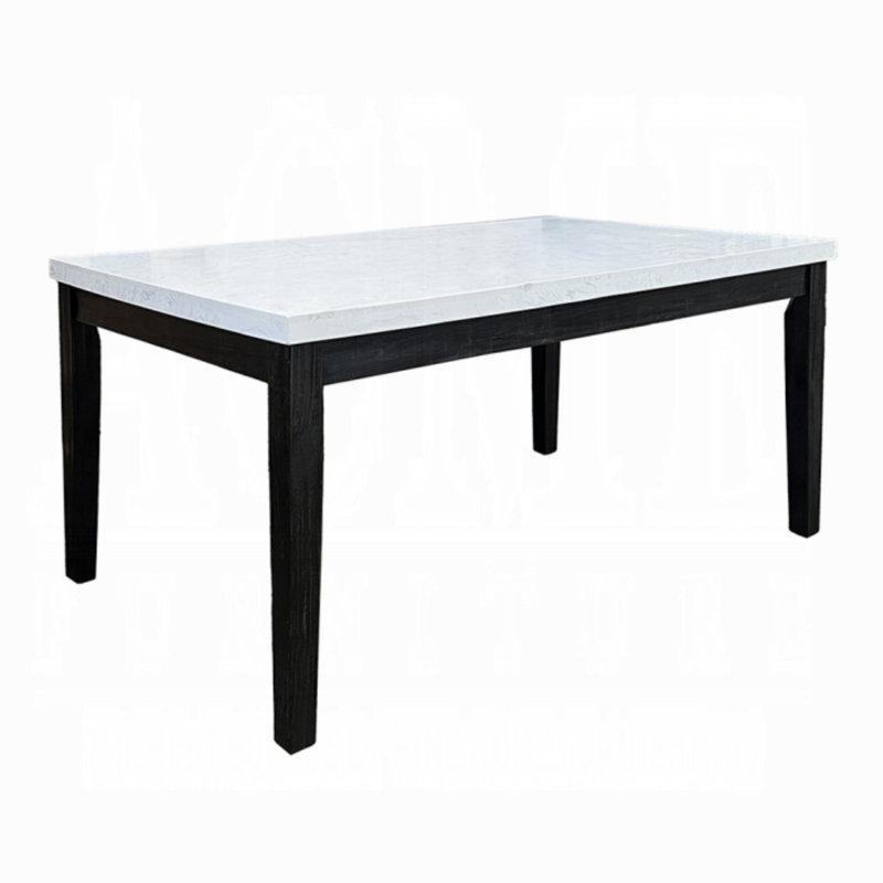 Corydon DINING TABLE, White Nature Marble, Salvage Dark Oak