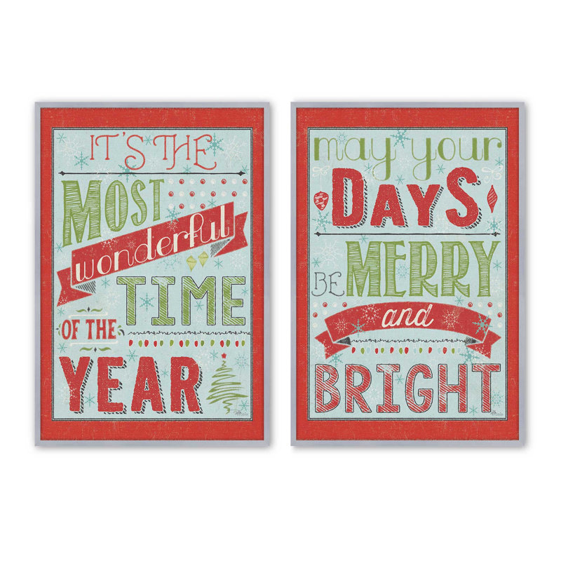 Frosted Merry Wishes, ensemble de 2 reproductions d'art, 36 po x 24 po, Chrome poli