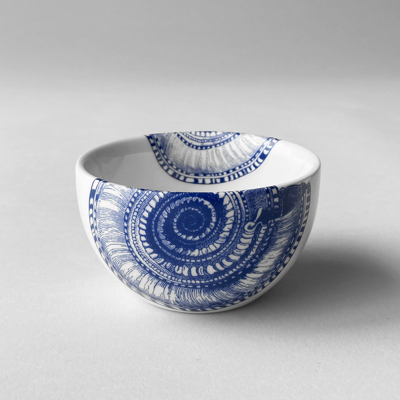 Ships And Shells Handmade Porcelain Dessert Bowl