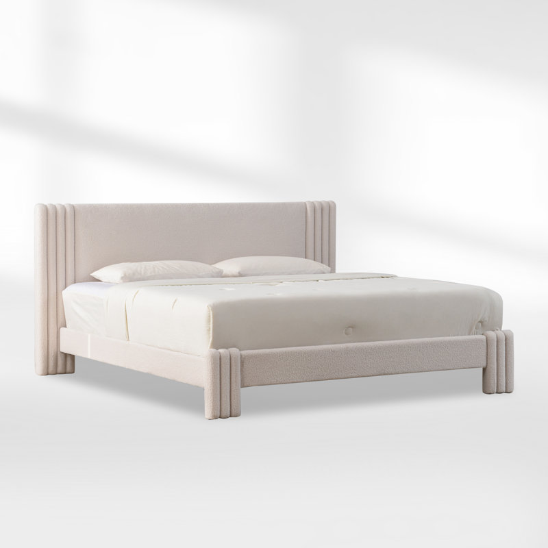 Lit plateforme tapissier Modern, King, White