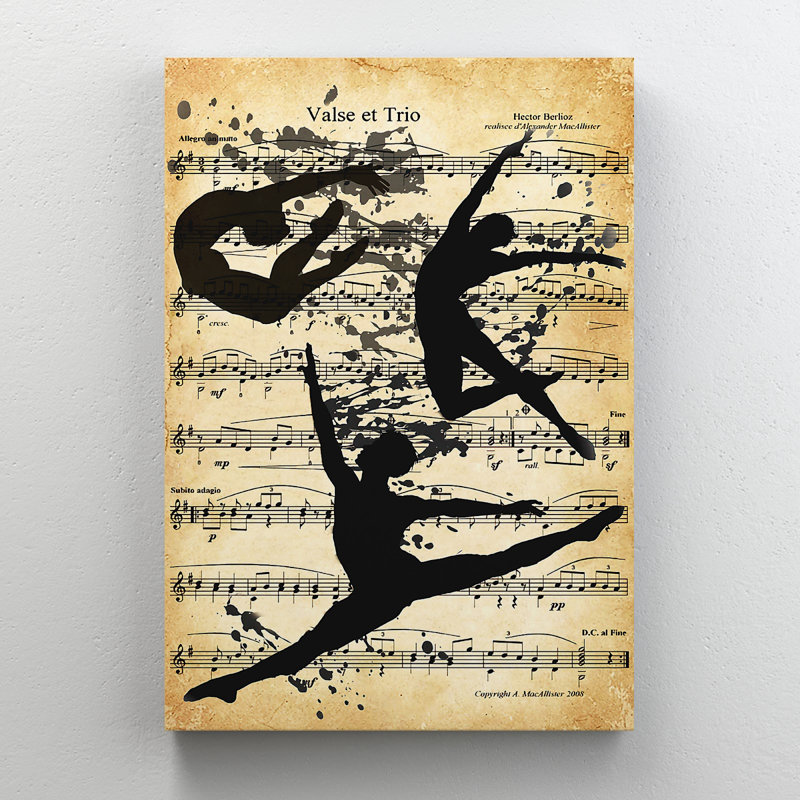 «Ballet People Dancing - Valse Et Trio», reproduction d'art graphique sur toile tendue, H 20 po x l 16 po x P 2 po