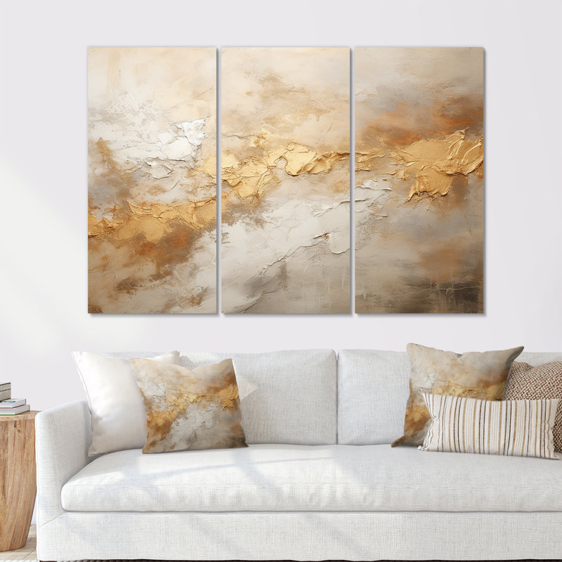 Ensemble d'art mural beige tempêtes II - tempêtes, H 28 po x l 36 po x P 1 po, Toile tendue