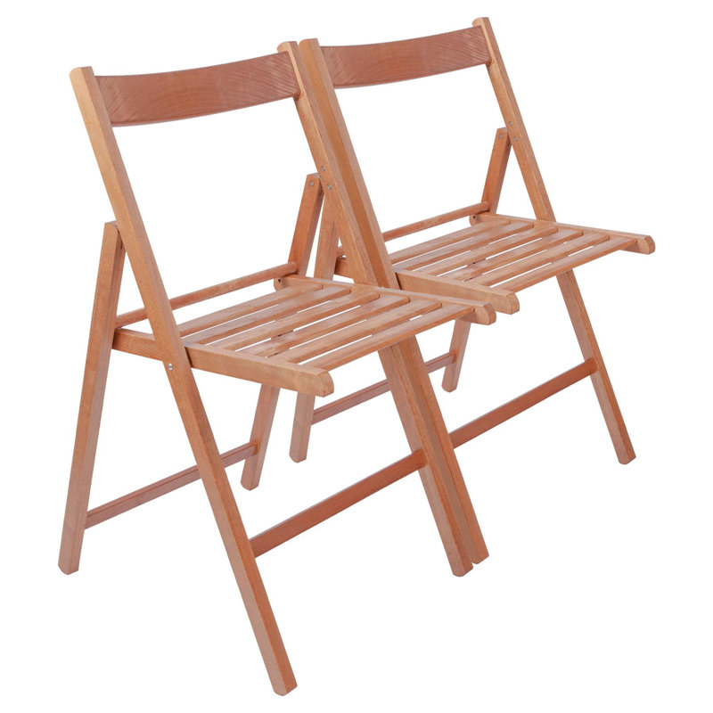 Harbour Housewares - Beech Wood Folding Chairs - Set of 2, Walnut