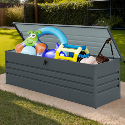 260 Gallon Deck Box Waterproof, Outdoor Storage Box, 260 Gallon Outdoor Storage Box, Metal Deck Box Waterproof For Pool Patio Cushions And Sports Pool by iYofe