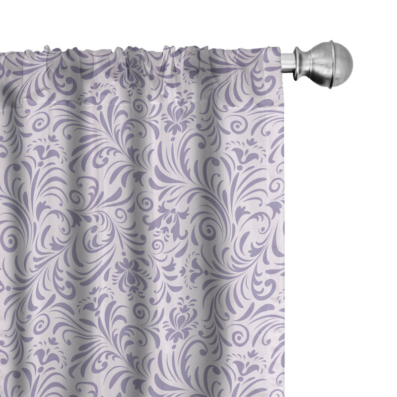 Rideaux à 4 panneaux Red Barrel Studio®, feuillage bouclé abstrait mauve pâle et lavande, L 56 po x L 84 po