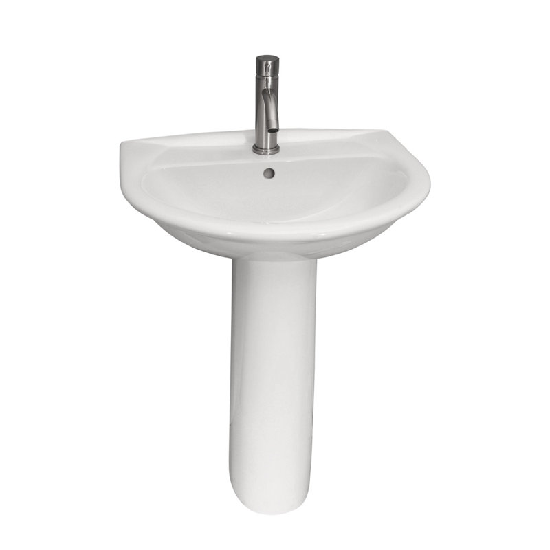 Barclay Karla White Vitreous China U-Shaped Bathroom Sink with Overflow, Single, 33.75" H x 17.37" W x 21.75" L