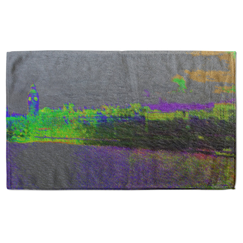 Nelio Polyester Shower Curtain Set, Green/Orange