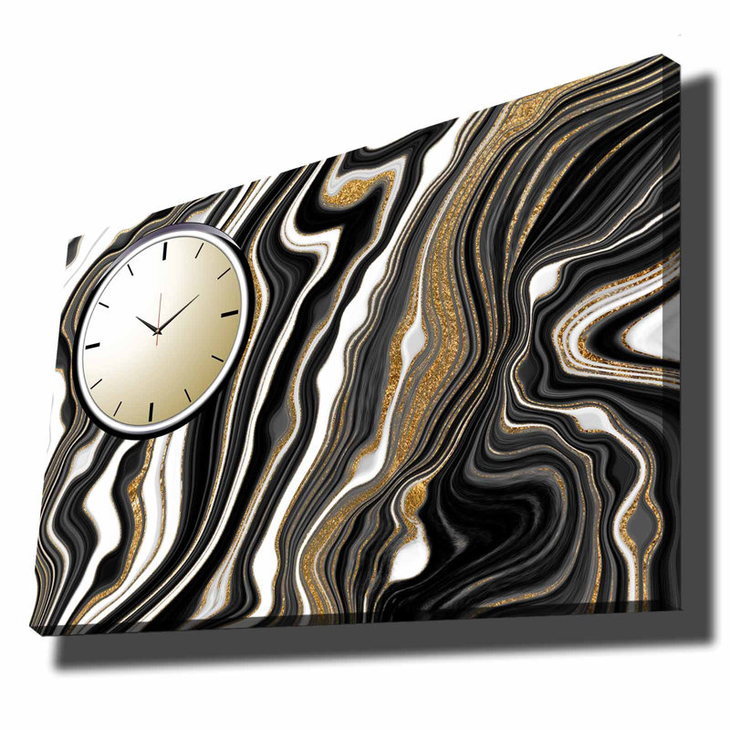 Horloge murale élégante en toile 27,6 po x 39,4 po | Toile 100% suède avec cadre 100% bois (épaisseur: 1,1 pouce) | Parfait pour la décoration intérieure, garde-temps élégant pour le salon et le bureau, design unique