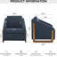 Fauteuil moderne en tissu de chenille, assise rembourrée et structure en bois - cadre de fauteuil bleu, confortable pour le salon-985760110