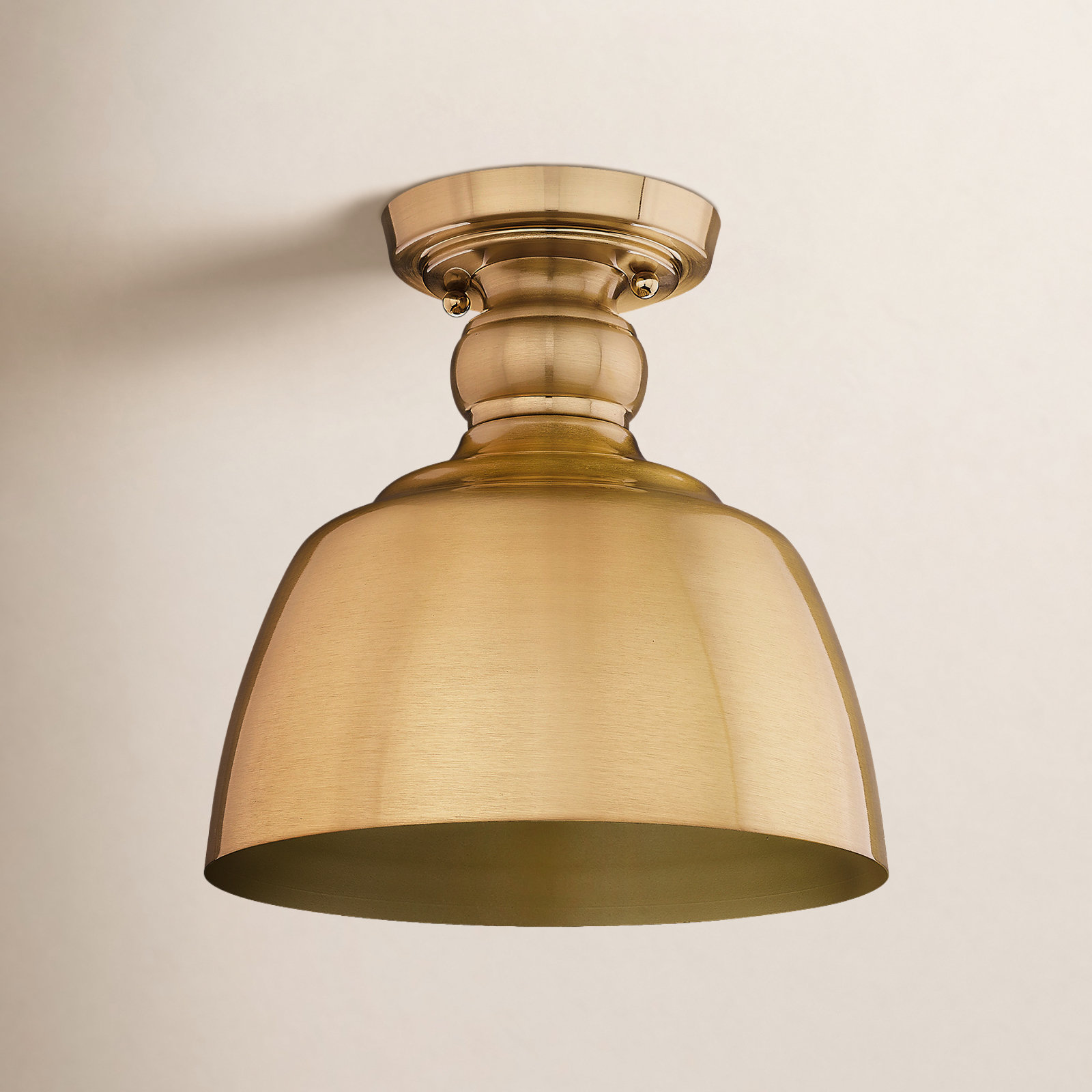 Holmes Single Light Flush Mount, Modern Brushed Gold