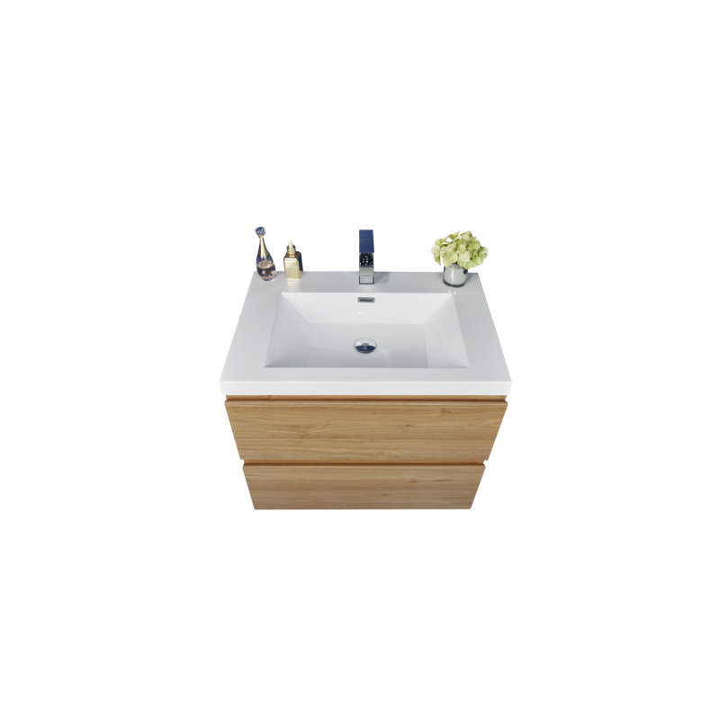 Base de meuble-lavabo simple 23,5 po mural seulement, Chêne naturel