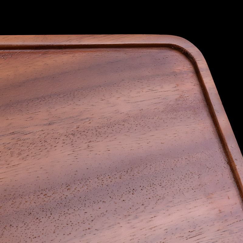 Plateau à thé en bois de noyer massif avec conception rectangulaire pour la cérémonie du thé, porte-gobelet et infusion à sec