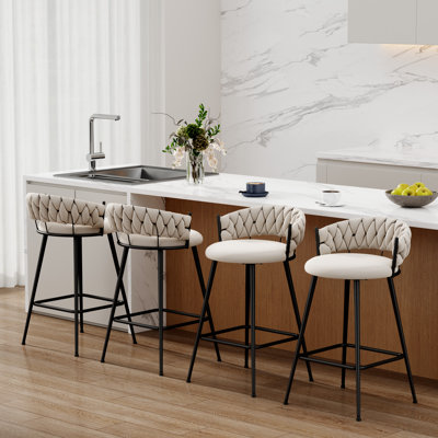 Upholstered Counter Stool With Metal Frame