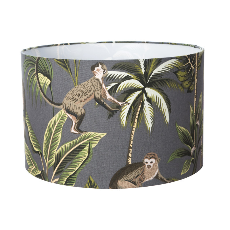 Cotton Drum Lamp Shade ( Screw On ) in Teal, Grey, 23cm H x 35cm W x 35cm D