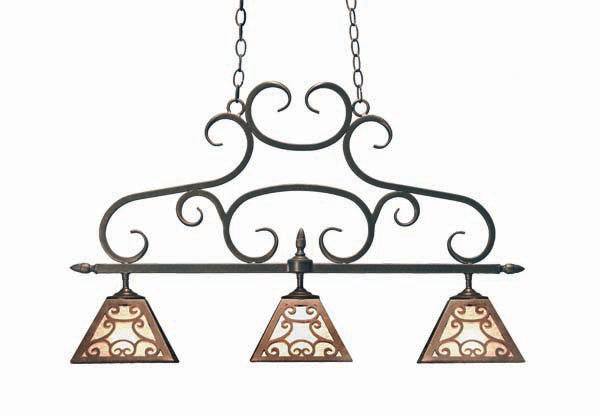 Luminaire suspendu linéaire à 3 lumières pour îlot de cuisine Bandolei, Étain, Acrylique transparent