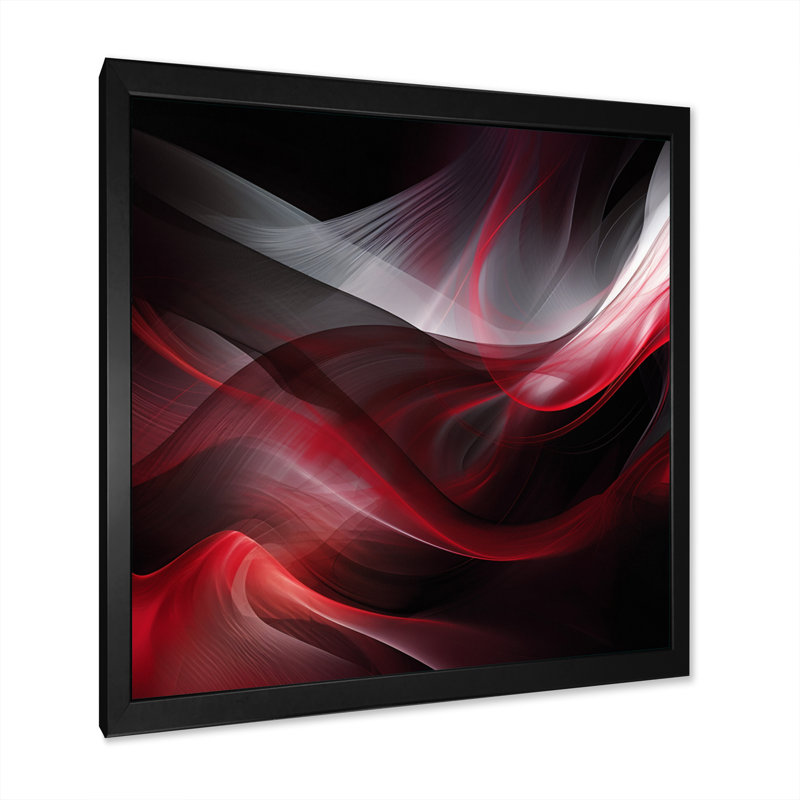 Abstraction contemplative rouge et noire - impression, Cadre photo noir, H 16 po x l 16 po x P 1 po
