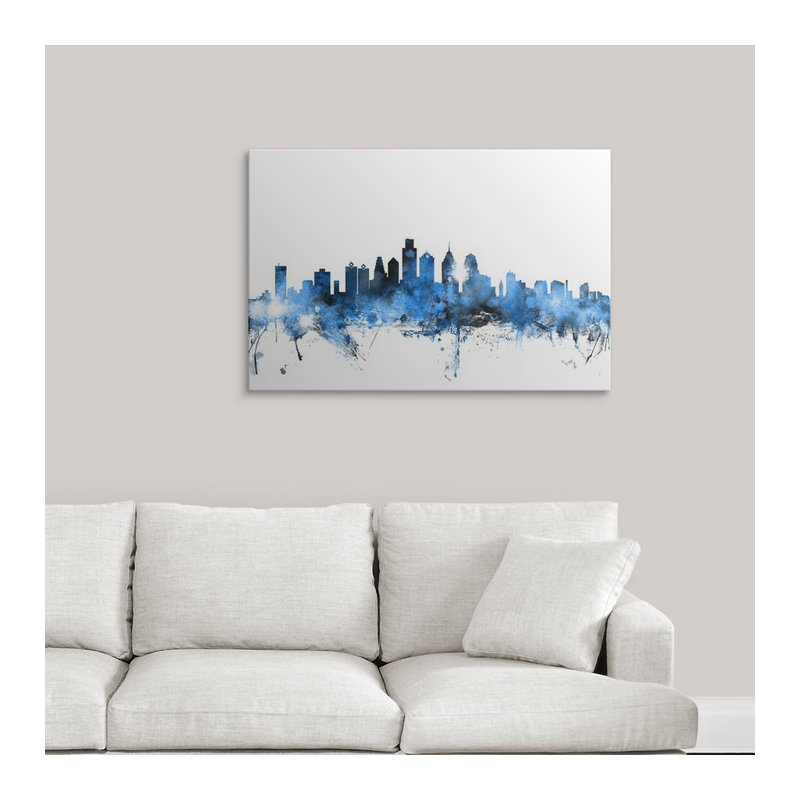 «Philadelphia Pennsylvania Skyline» par Francy, impression, H 32 po x l 48 po x P 1,5 po, Toile