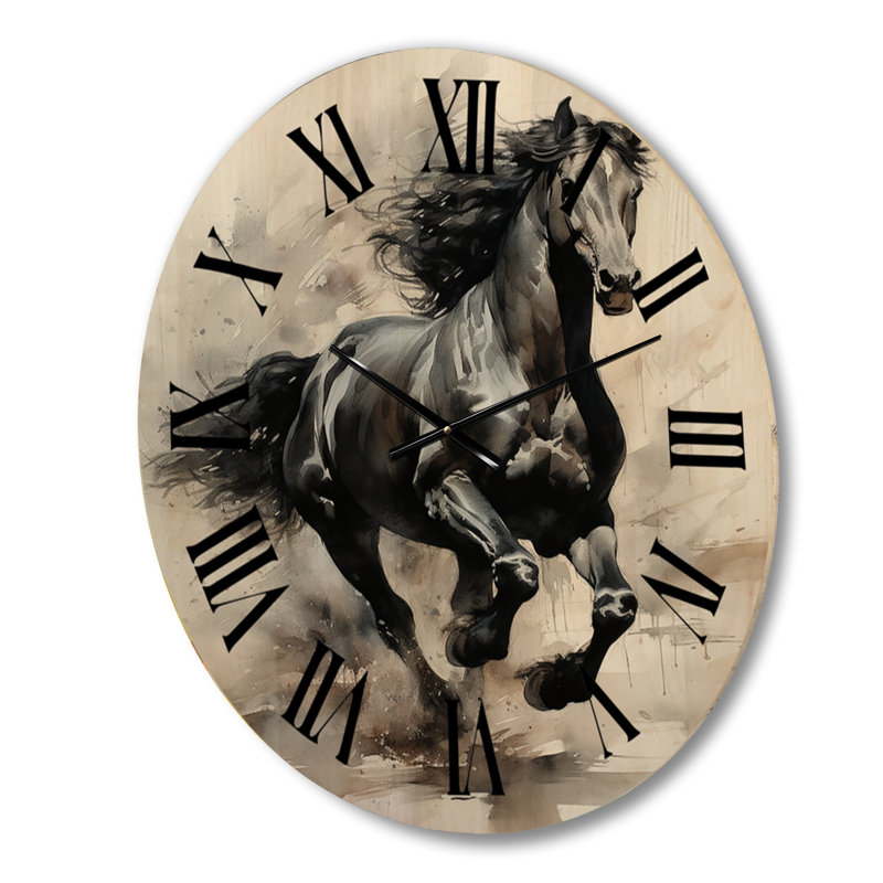 Horloge murale en bois noir I, Grand