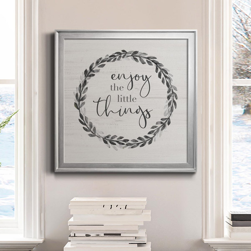«Little Things», art textuel sur toile, H 22,5 po x l 22,5 po x P 1,5 po, Toile argentée