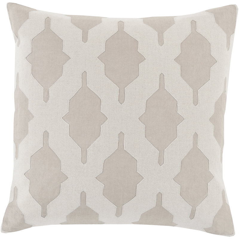 Coussin décoratif , H 18 po x l 18" x P 4 po, Gris clair, Duvet