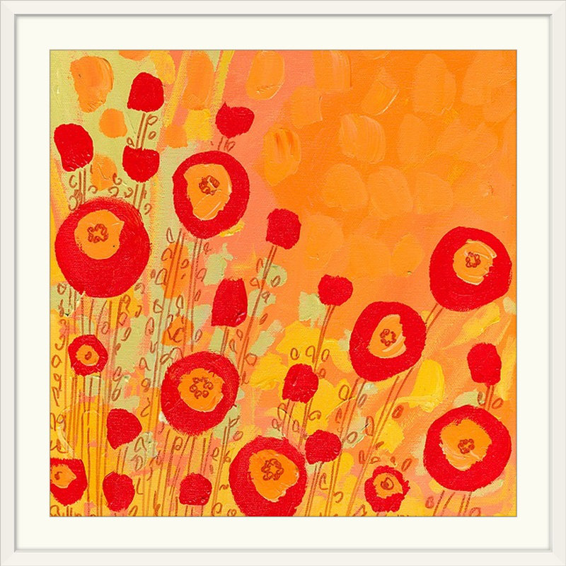 Nolani " Orangecicle " by Jennifer Lommers, 28" H x 28" W x 1" D, White Framed