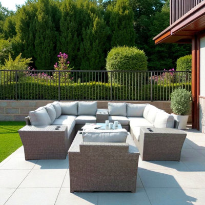Outdoor 7-Person Wicker Conversation Set With Cushions  Fully Assembled
