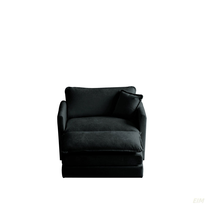 Fauteuil d'appoint avec repose-pieds Raille, Noir