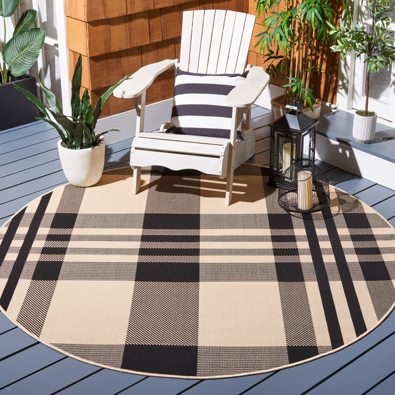 Tapis d'intérieur / extérieur à motif écossais Lakeeva Performance, Rond 4 pi