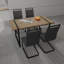 Ensemble de salle à manger rectangulaire 4 pièces de style industriel rural, table de 150 cm en MDF bois clair avec chaises sans accoudoirs en PU et pieds en métal noir-1605349584-1605349587-1605349585