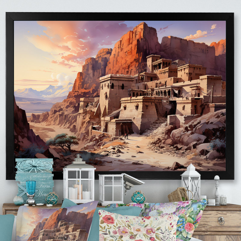 Égypte, vallée des rois, reproduction d'art sur toile, H 34 po x l 44 po x P 1,5 po, Cadre photo noir