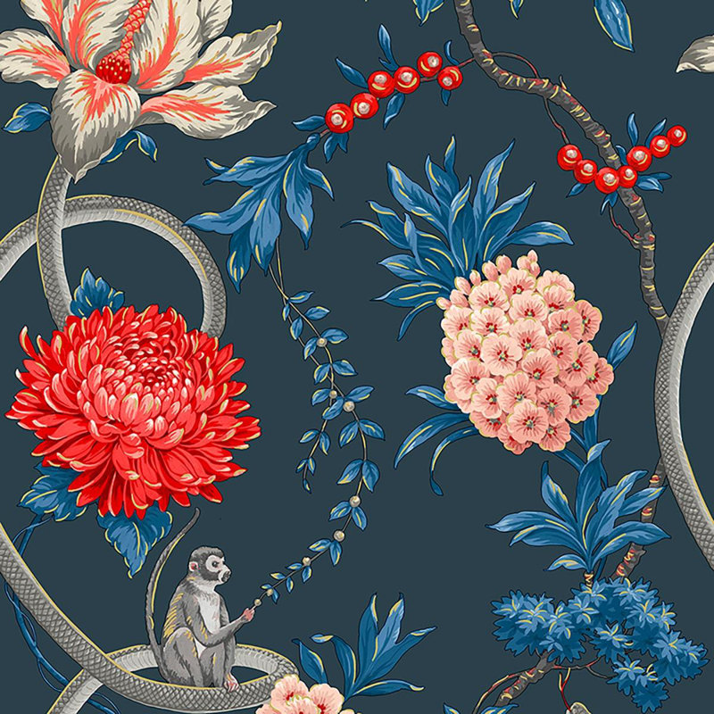 Acim 10m x 53cm Matte Wallpaper Roll, Blue/Red/Grey
