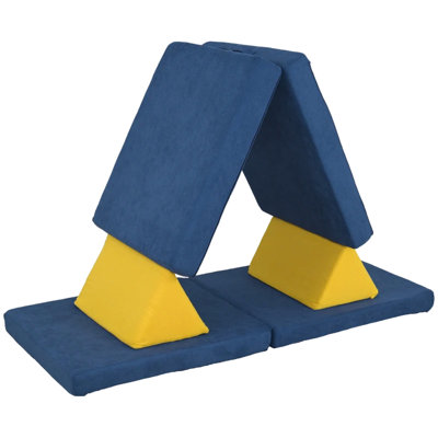 Blocs d'escalade doux pour, six pièces bleues, mousse 28D haute élasticité, plusieurs configurations de jeu créatif et imaginatif, fermetures à glissière dissimulées, retrait facile de la housse, L 59,1 po x l 26 po, H 17,9 po, plus de 18