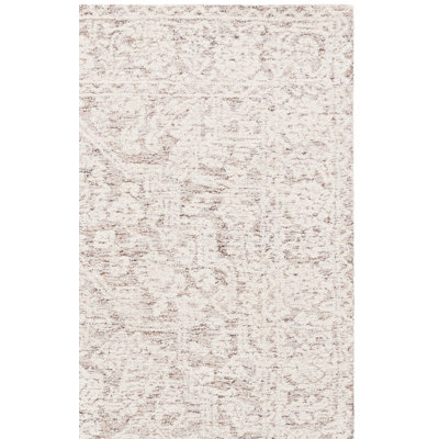 Tapis oriental ivoire / brun en laine / coton touffeté à la main Ebony 234