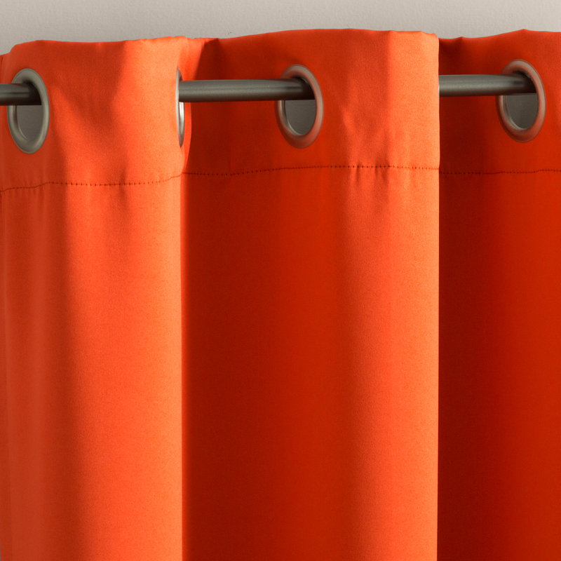 Tangerine Room Darkening Grommet Top Polyester Drapes