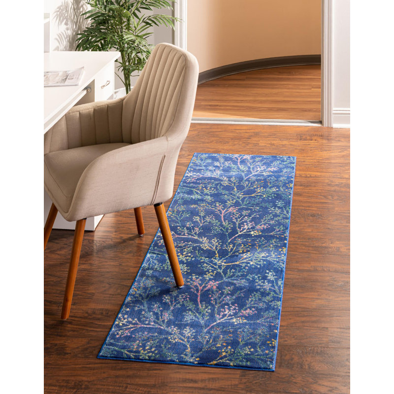 Tapis bleu marine / jaune / rouge Antony, Tapis de couloir 2 pi x 8 pi