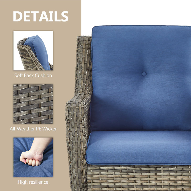 Ensemble de 2 chaises berçantes pivotantes d'extérieur avec coussins Merlene