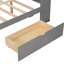 Lit double en bois avec plusieurs unités de rangement, charge, DEL, bureau et cadre de tête de coussin rembourré gris élégant, station de charge, tête de lit confortable-121077159-121077157