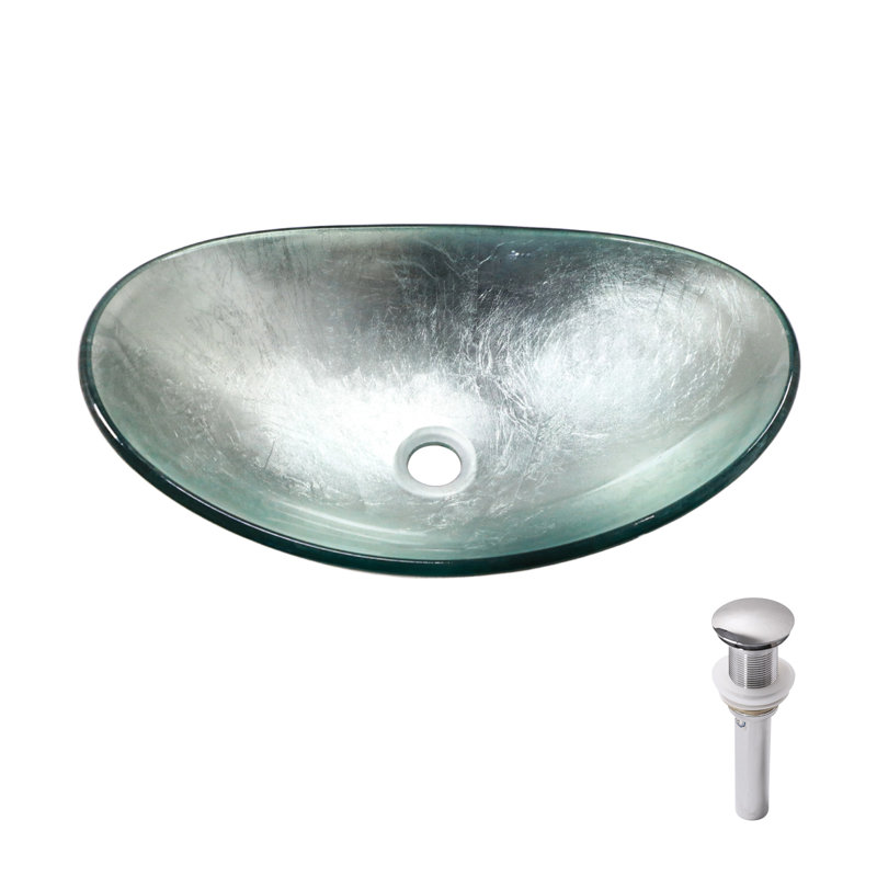 Récipient de salle de bain en verre trempé Silver Boat