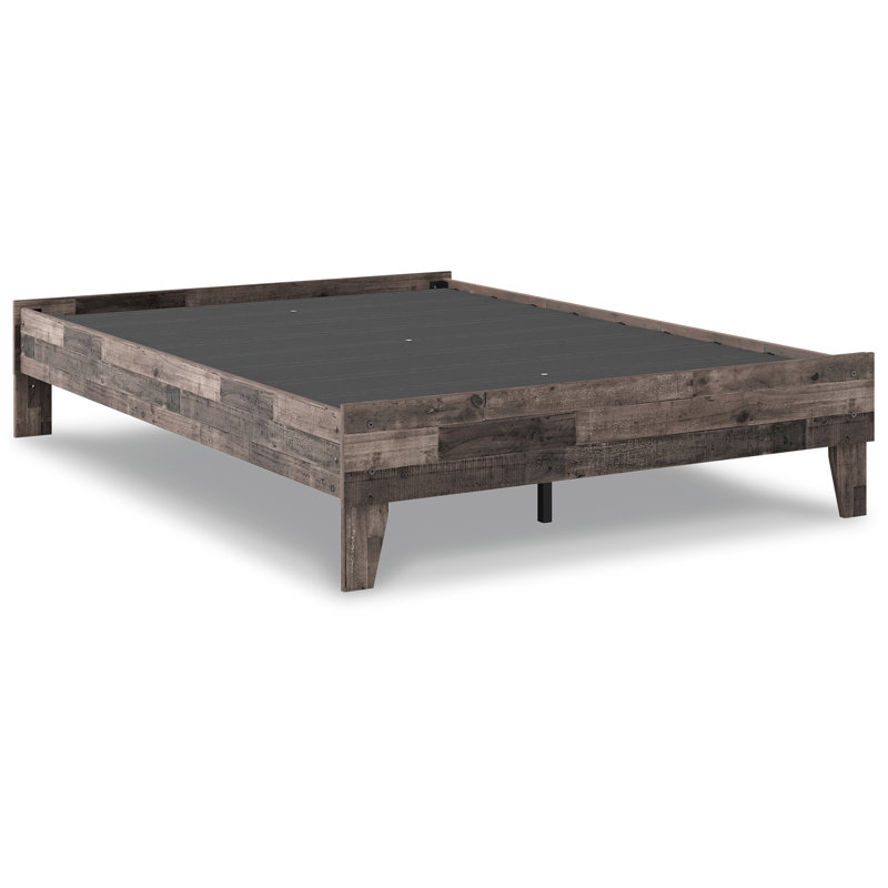 Lit plateforme Nolanville, Lit double , Brun