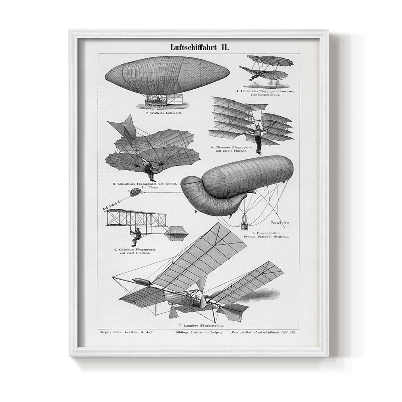«Industrial Flight», reproduction encadrée - bois massif, H 11 po x l 9 po, Blanc
