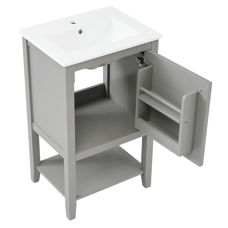 Meuble-lavabo simple 20 po avec plateau en céramique Sarala