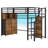Twin Size Metal Loft Bed With Stairs, 8 Storage Drawers, Led Loft Bed With Storage Stairs-1116306237