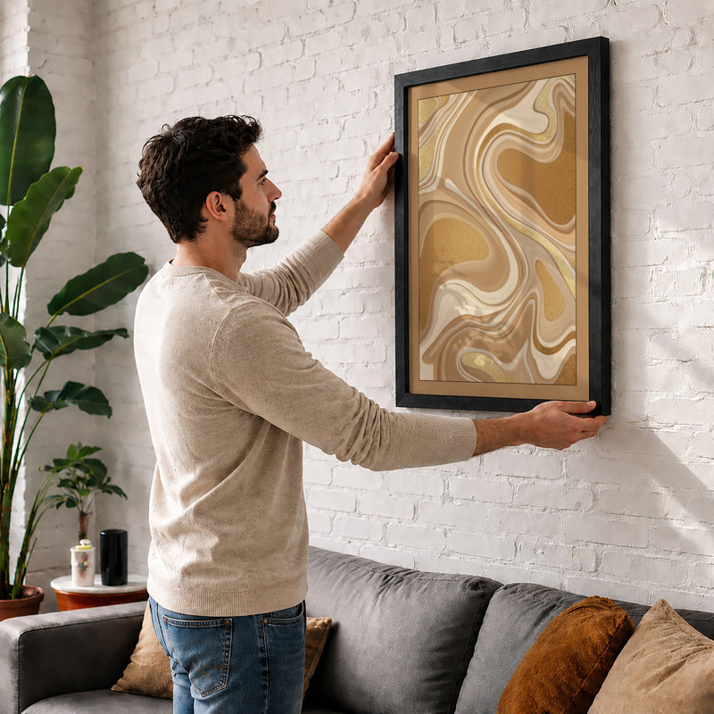 Liquid Earth Abstract - Framed Print, A2 - 59.4 x 42.0 cm, White